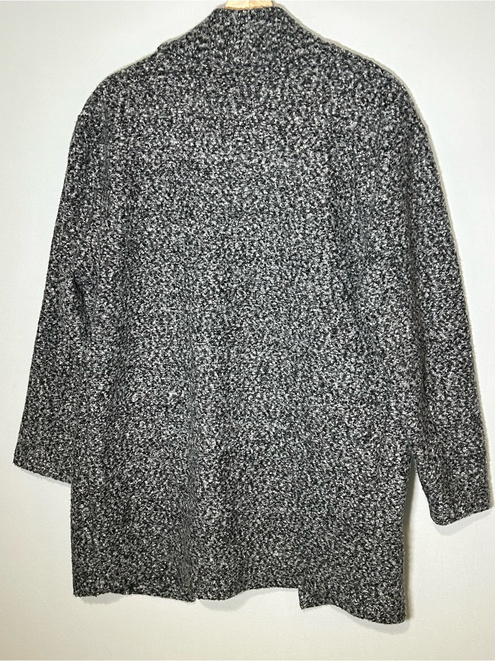 Grey Bouclé Open Front Long Cardigan Pockets XS - Picture 4 of 12